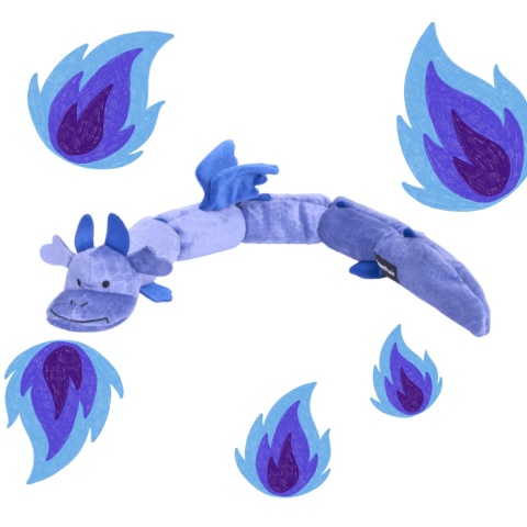 ZippyPaws Niebieski Smok – długa pluszowa zabawka dla psa z sześcioma piszczałkami