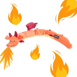 ZippyPaws Czerwony Smok – długa pluszowa zabawka dla psa z sześcioma piszczałkami