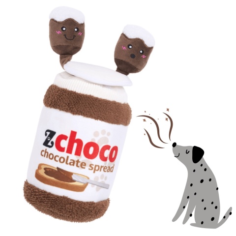ZippyPaws Słoik Nutelli – zabawka węchowa dla psa z piszczącymi elementami na gumkach pieskobox