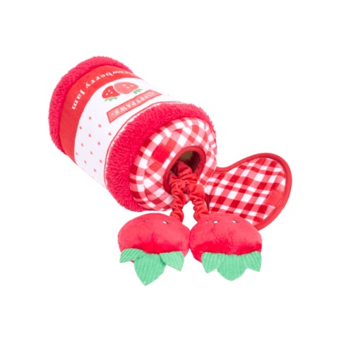 ZippyPaws Słoik Dżemu Truskawkowego – interaktywna zabawka węchowa dla psa z piszczącymi elementami