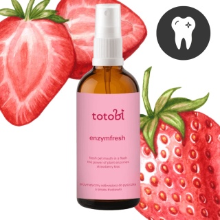 Totobi Enzymfresh – Enzymatyczny odświeżacz do pyszczka dla psa TRUSKAWKA 100 ml