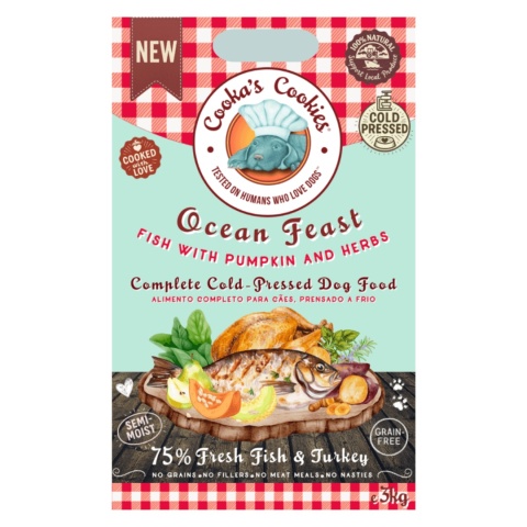 Cooka’s Cookies Ocean Feast – półwilgotna karma tłoczona na zimno z rybą i indykiem dla psa 3 kg pieskobox