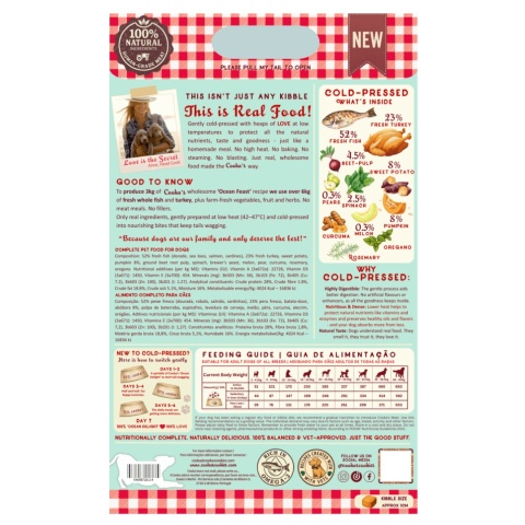 Cooka’s Cookies Ocean Feast – półwilgotna karma tłoczona na zimno z rybą i indykiem dla psa 3 kg