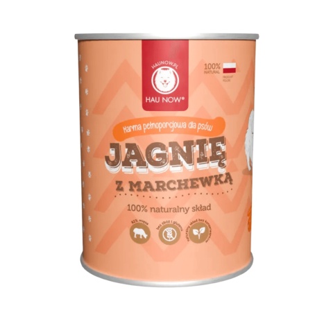 Hau Now karma mokra Jagnięcina z marchewką 400g dla psa – naturalna i lekkostrawna karma bez zbóż | PieskoBox