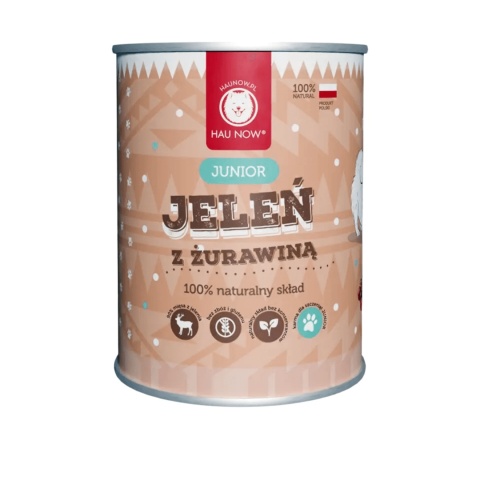 Hau Now - Jeleń z żurawiną JUNIOR karma mokra dla szczeniąt 400g