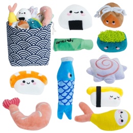 Interaktywna zabawka węchowa Nocciola Sushi – pluszowa torba z rybkami dla psa pieskobox