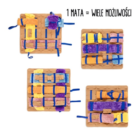 Filcowa brązowa mata węchowa Nos Na Skos poziom 1 z pasami pieskobox