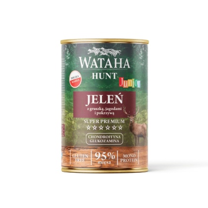 Wataha Hunt Junior - Jeleń z gruszką, jagodami i pokrzywą karma mokra 400g