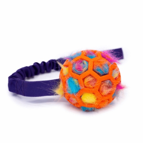 BUBA futrzasty szarpak dla psa z piłką ażurową i amortyzatorem