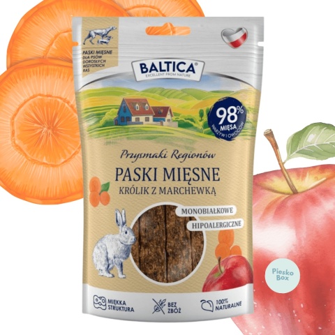 paski mięsne królik z marchewką dla psa baltica przysmaki
