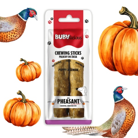 Wołowe paluchy do żucia z bażantem i dynią dla psa BUBAlicious pieskobox