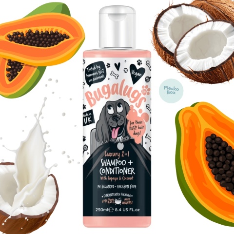 Bugalugs 2w1 szampon z odżywką dla psa oczyszczający i pielęgnujący 250 ml dostępny w PieskoBox