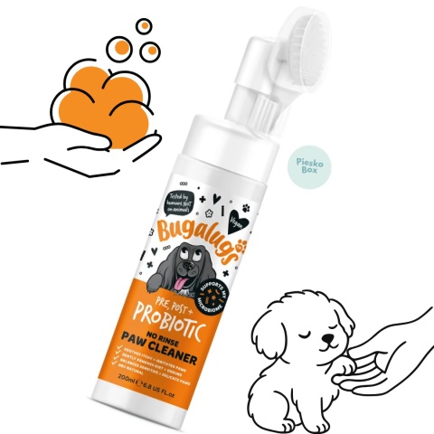 Bugalugs Pre Post Probiotic No Rinse Paw Cleaner 200ml pianka do czyszczenia łap psa