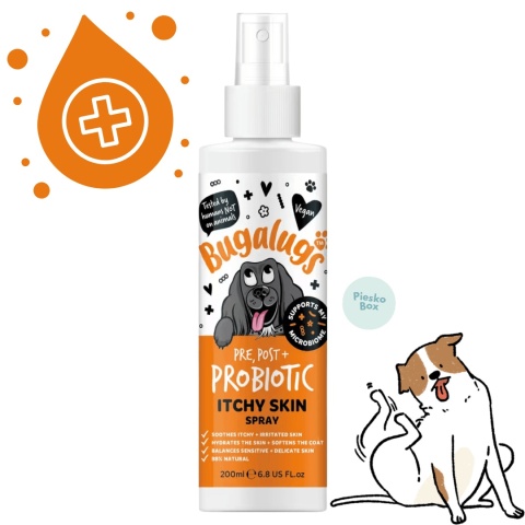 Bugalugs Pre Post Probiotic Itchy Skin Spray 200ml spray na swędzącą skórę psa