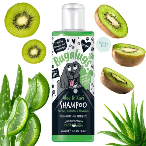 Bugalugs Aloe Kiwi łagodząco nawilżający szampon dla psa 250ml