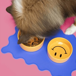 coockoo miska ceramiczna dla psa żółta smiley + mata