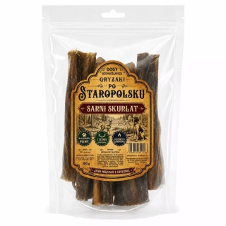 DOGY Suszona Skóra Sarny 100g - naturalne Gryzaki Po Staropolsku dla psa
