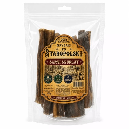 DOGY Suszona Skóra Sarny 100g - naturalne Gryzaki Po Staropolsku dla psa