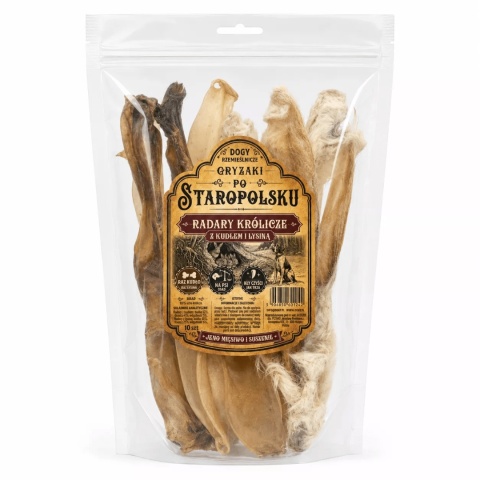 DOGY Suszone Uszy Królicze z Sierścią i Bez 250g naturalne Gryzaki Po Staropolsku dla psa