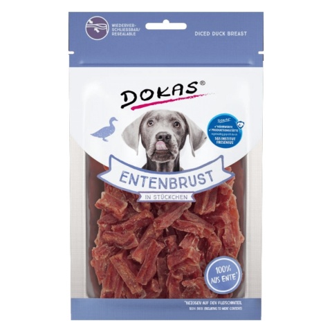 DOKAS kawałki piersi z kaczki 70 g – naturalny przysmak dla psa pieskobox