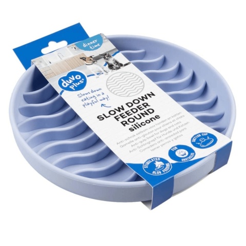 Duvo+ spowalniająca miska dla psa fale niebieska silikonowa pieskobox