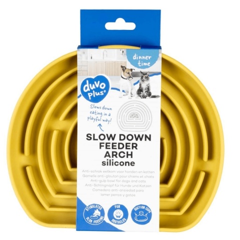 Duvo+ spowalniająca miska labirynt dla psa żółta silikonowa pieskobox