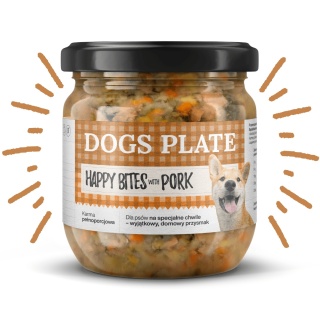 Dogs Plate Happy Bites Wieprzowina – gotowana pełnoporcjowa karma dla psa 380g