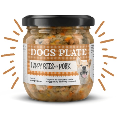 Dogs Plate Happy Bites z Wieprzowiną gotowana karma premium dla psa 380g
