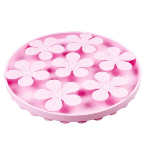 duvo mata do lizania dla psa różowe kwiatki silikonowa