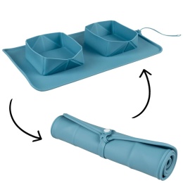 duvo podróżna mata z miskami dla psa 2x600 ml silikonowa