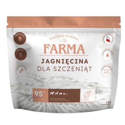 Farma Jagnięcina karma tłoczona na zimno dla szczeniąt 2kk w pieskobox