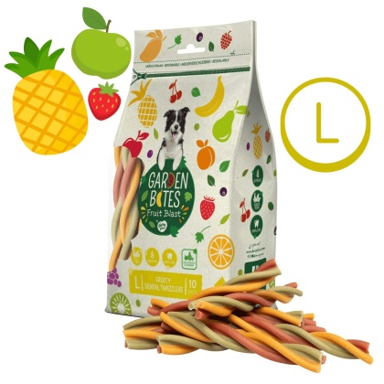 Garden Bites Fruity Dental Twizzlers "L" 10 szt. - owocowe gryzaki dentystyczne dla psa