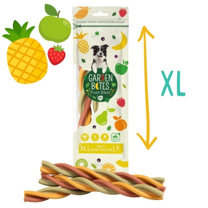 Garden Bites Fruity Dental Twizzlers XL 3 szt. - owocowe gryzaki dentystyczne dla psa