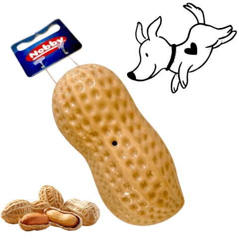 gumowa zabawka dla psa orzeszek ziemny 11 cm z piszczałką pieskobox