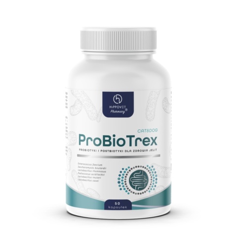 Hippovet Pharmacy ProBioTrex Cat&Dog probiotyk i postbiotyk dla psa 50 kapsułek