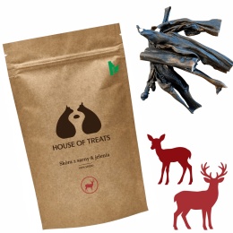 Mix skóry jelenia i sarny dla psa 100g – naturalny twardy gryzak House of Treats pieskobox