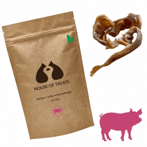 Stripsy z ucha wieprzowego dla psa 100g – naturalny twardy przysmak House of Treats pieskobox