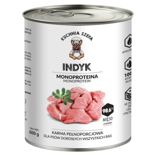 Kuchnia Szefa – karma mokra dla psa z INDYKIEM 800g
