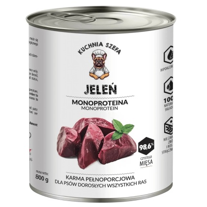 Kuchnia Szefa – karma mokra dla psa z JELENIEM 800g