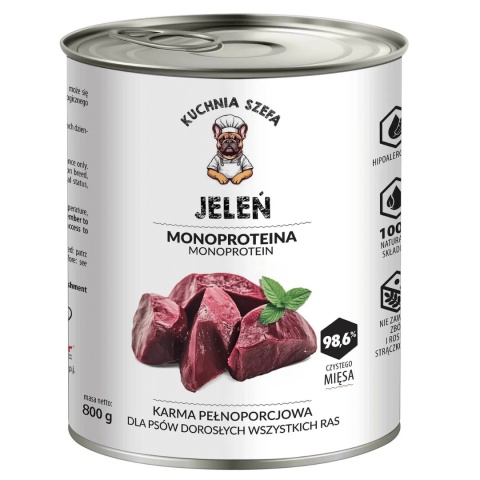 Kuchnia Szefa karma mokra dla psa z jeleniem 800g - pieskobox