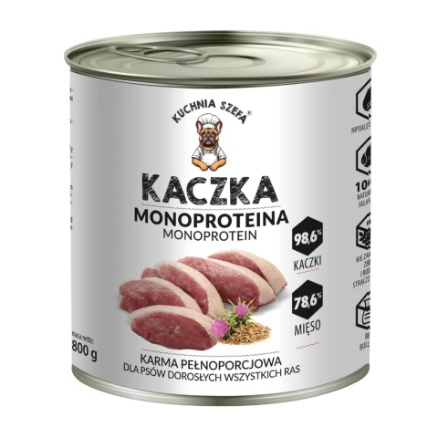 Kuchnia Szefa Kaczka pełnoporcjowa monoproteinowa karma mokra dla psa 800g