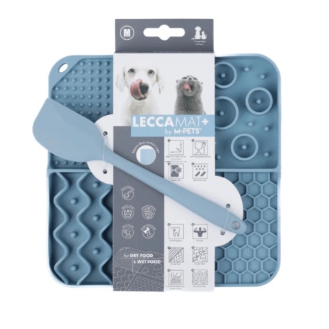 M-PETS LECCAMAT+ niebieska silikonowa mata do lizania z łopatką dla psa