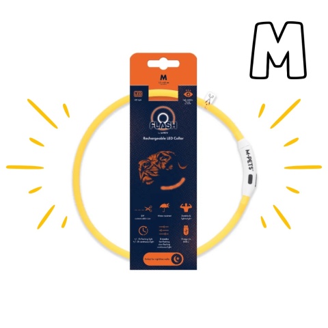 M-PETS FLASH LED pomarańczowa świecąca obroża dla psa rozmiar M 65 cm