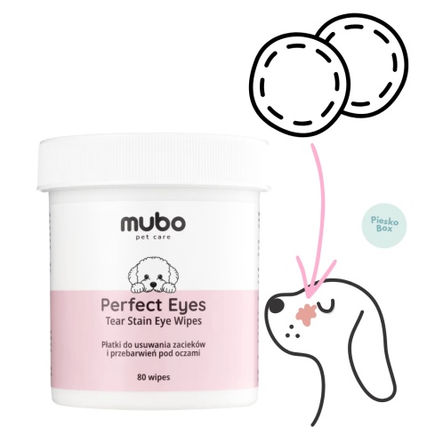 MUBO Perfect Eye Tear Stain Eye Wipes płatki do usuwania zacieków pod oczami psa 80 szt