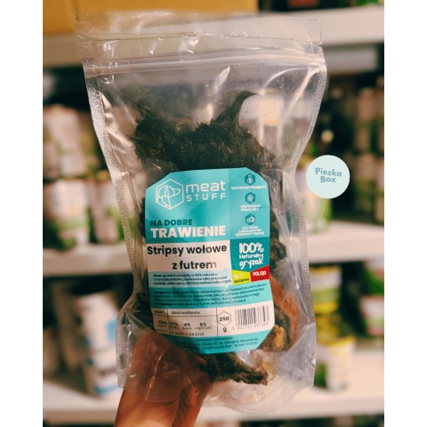 Stripsy wołowe z futrem Meat Stuff – naturalny gryzak dla psa dostępny w PieskoBox