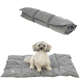 Miękka mata podróżna dla psa 80x60 cm szara z antypoślizgową podstawą pieskobox