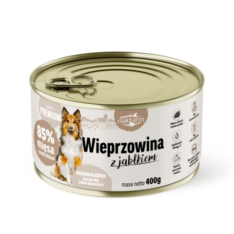 Oakfarm wieprzowina z jabłkiem mokra karma dla psa 400 g – bezzbożowa karma dla psów pieskobox