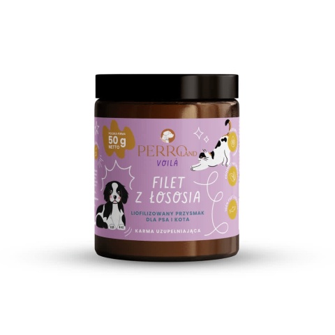 PERROland Voilà liofilizowany filet z łososia przysmak dla psa i kota 50g