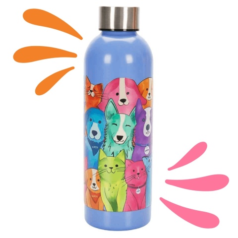 PETJOY jasnoniebieska butelka termiczna ze stali nierdzewnej pieski 500ml