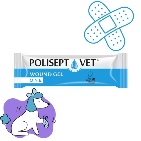 POLISEPT VET WOUND GEL ONE 5 ml żelowy opatrunek dla psa i kota na otarcia łap, rany i zadrapania